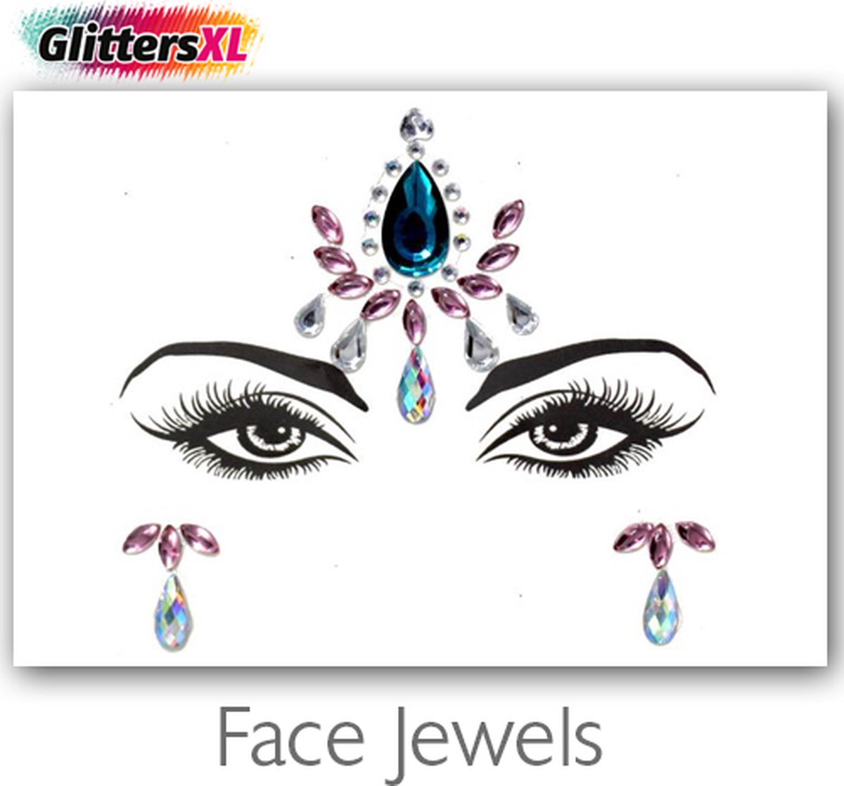 GlittersXL - Festival Diamant Face Jewels (Blauw/Paars) [Dots Strass Steentjes met zelfklevend Plaklaag - Sticker Diamantjes voor Lichaam en Gezicht - Festival tattoo set outfit diamand glitter - Juwelen Face Glitterstiften tattoos kinderen]